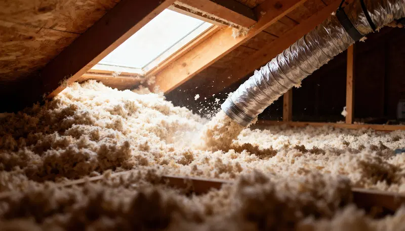 Blown-in cellulose insulation installation