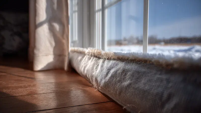 Fabric under a window to stop cold air