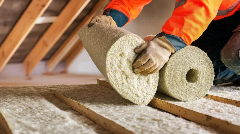 Fibreglass insulation for a residential attic