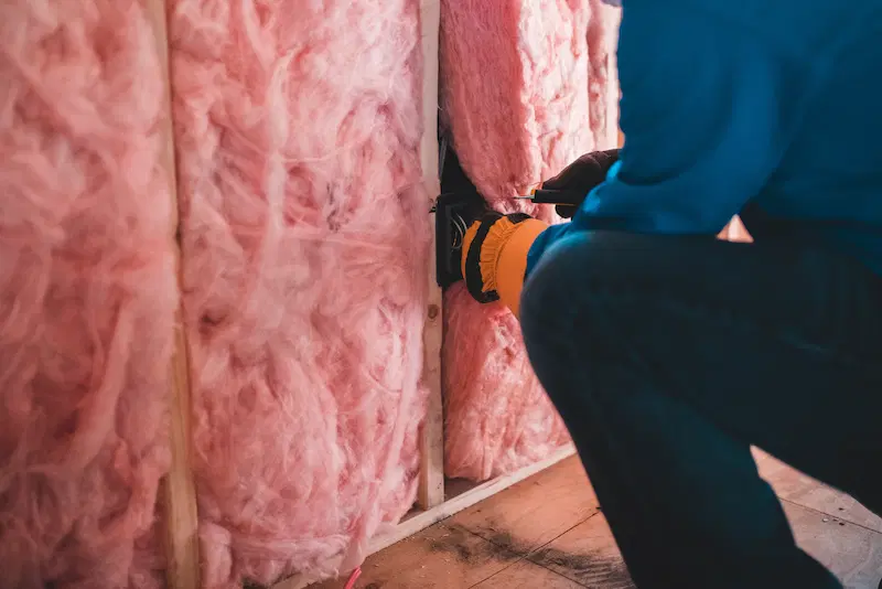 Pink insulation material for the home