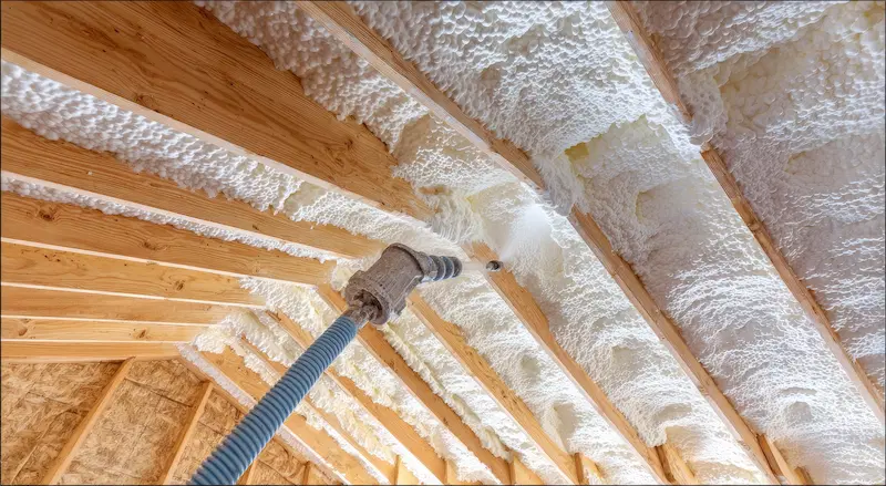 Spray foam insulation in the roof