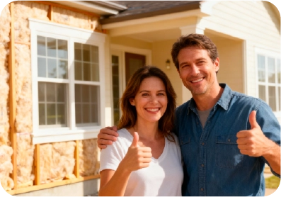 happy couple home renovation